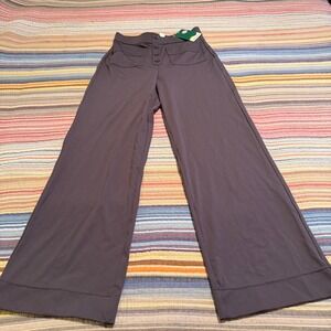 Halara High Waisted Wide Leg Pants Brown Button Front Pockets Medium NWT
